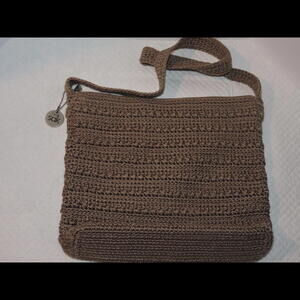 Brown, Fully Lined Crocheted Shoulder Strap Purse by The Sak